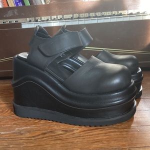 Black Leather UNIF Super Platform Mary Janes